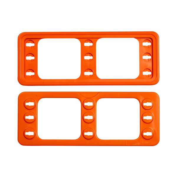 Moldura plástica laranja para prateleira 210x74mm