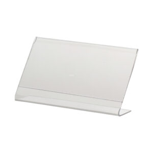 EXPOSITOR EM POLICARBONATO TRANSPARENTE 50X80MM FORMATO L