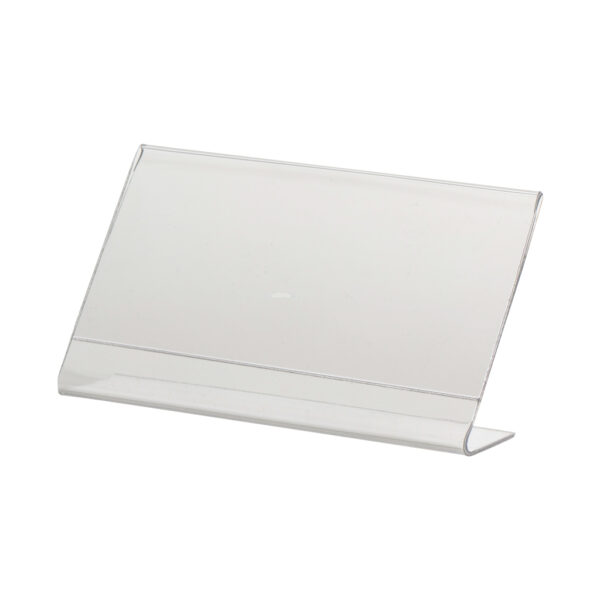 EXPOSITOR EM POLICARBONATO TRANSPARENTE 50X80MM FORMATO L