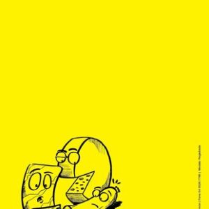 Cartaz amarelo ilustrado descartável A2 01 face - 25UND
