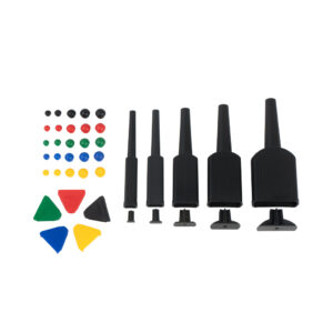 5 pincéis sem ponteira + batente + tampas coloridas