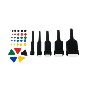 5 pincéis com ponteira + batente + tampas coloridas