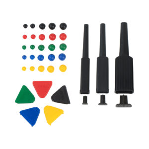 3 pincéis sem ponteira + batente + tampas coloridas